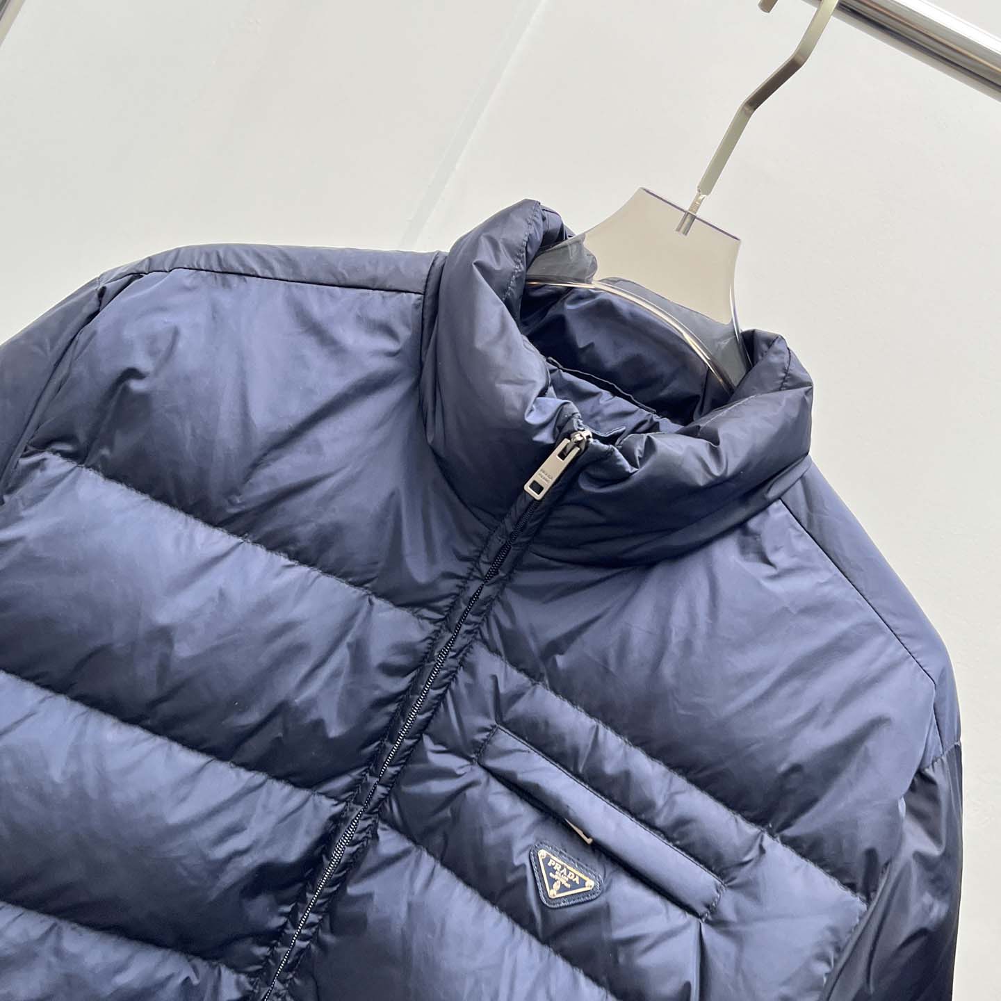 Prada Re-nylon Down Jacket In Navy Blue - DesignerGu