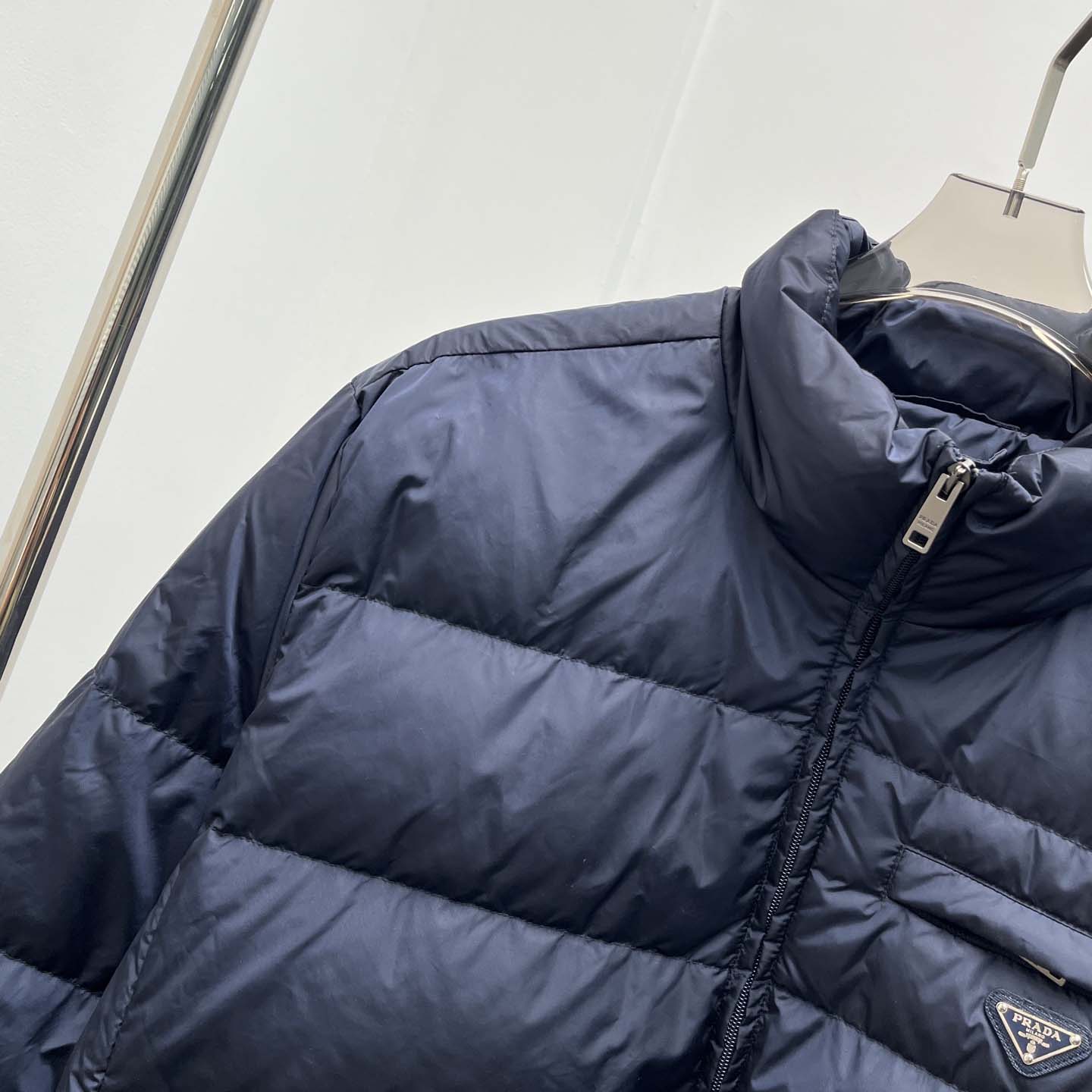Prada Re-nylon Down Jacket In Navy Blue - DesignerGu
