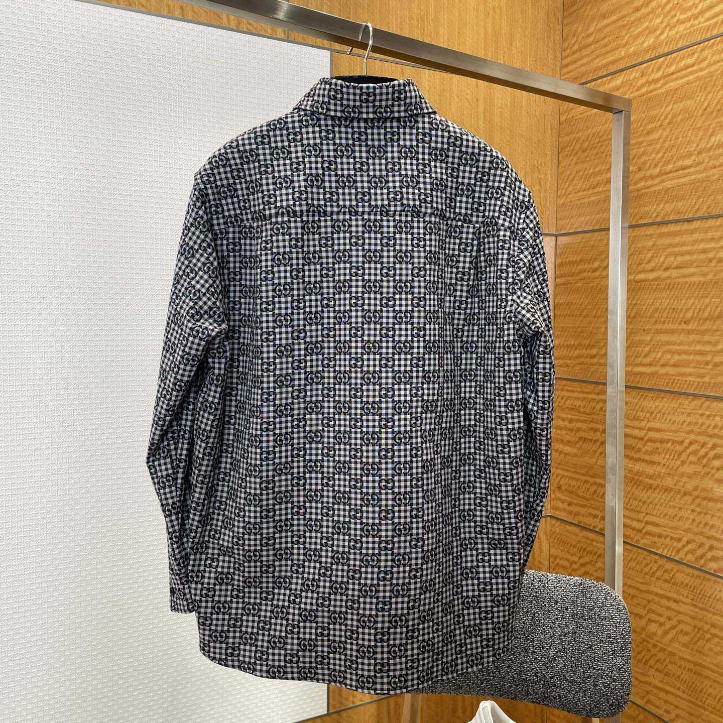 Gucci GG Gingham Cotton Wool Jacquard Shirt - DesignerGu