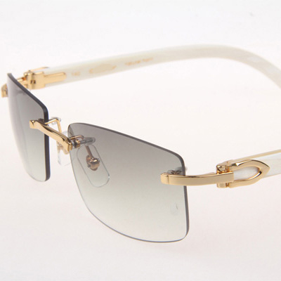 Cartier CT_3524012 White Buffalo Sunglasses In Gold Grey - DesignerGu