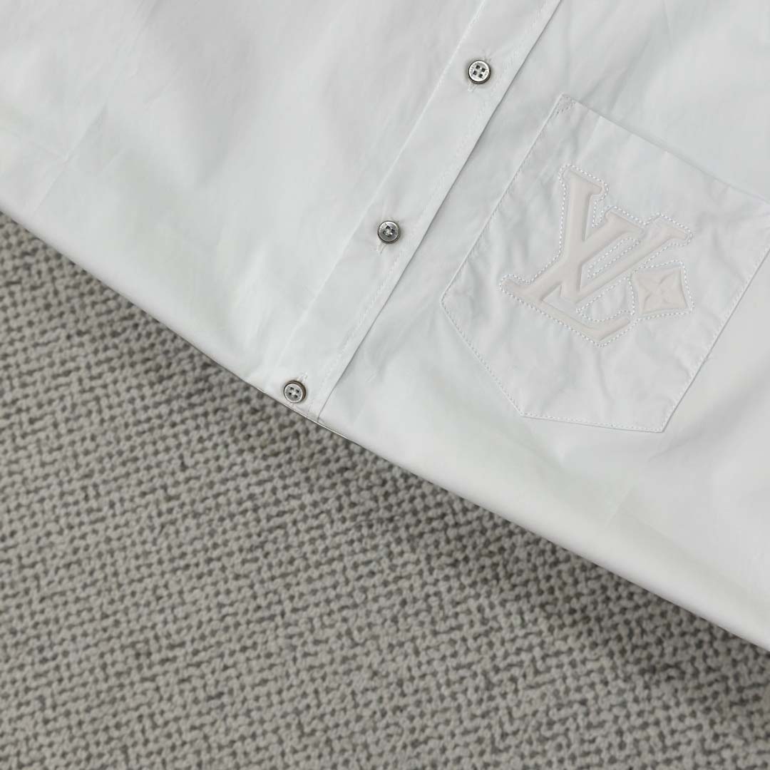 Louis Vuitton Embossed Signature Long-Sleeved Cotton Shirt   1AHVY7 - DesignerGu