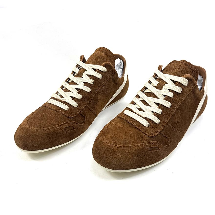 Rick Owens Minimal Sneak Suede Leather Panel Sneakers - DesignerGu