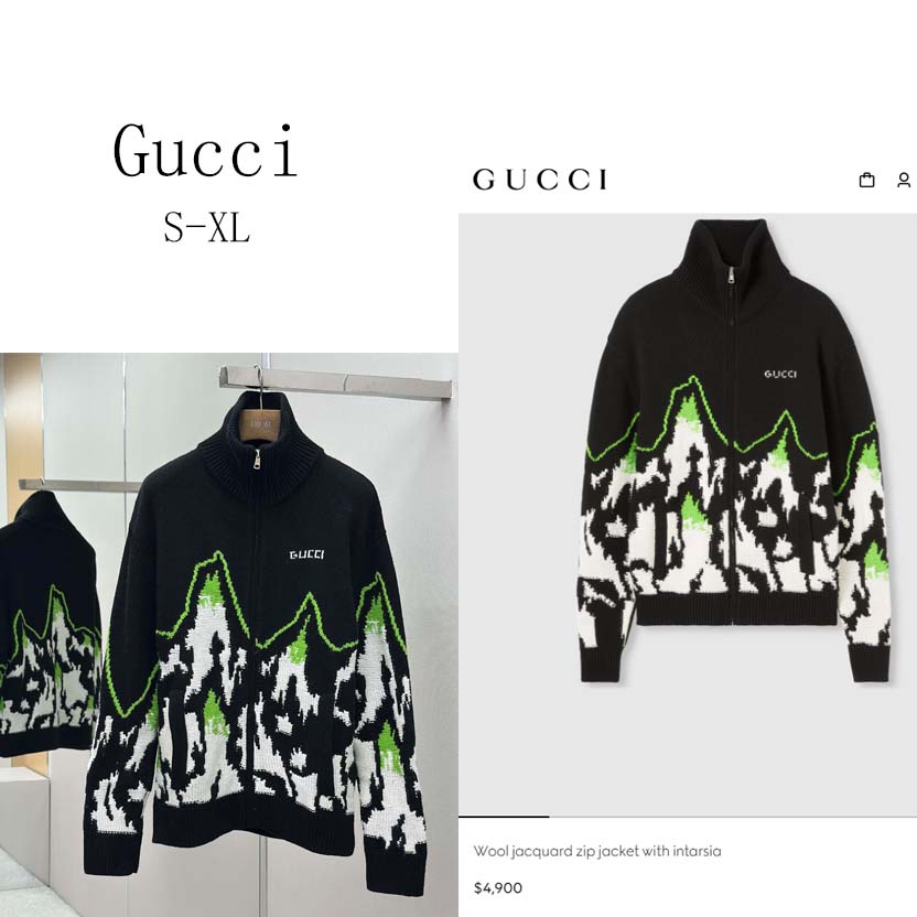 Gucci Wool Jacquard Zip Jacket With Intarsia - DesignerGu