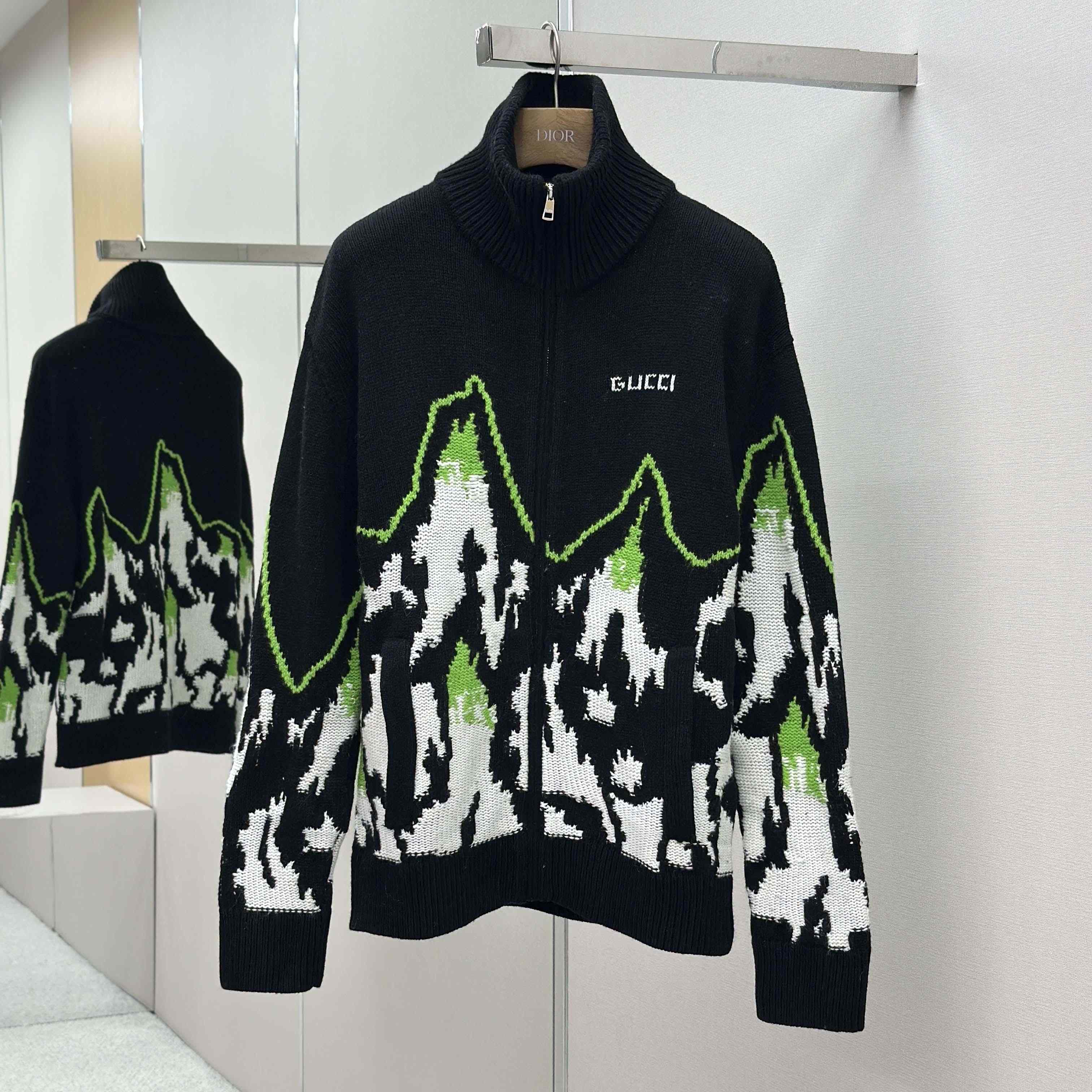 Gucci Wool Jacquard Zip Jacket With Intarsia - DesignerGu