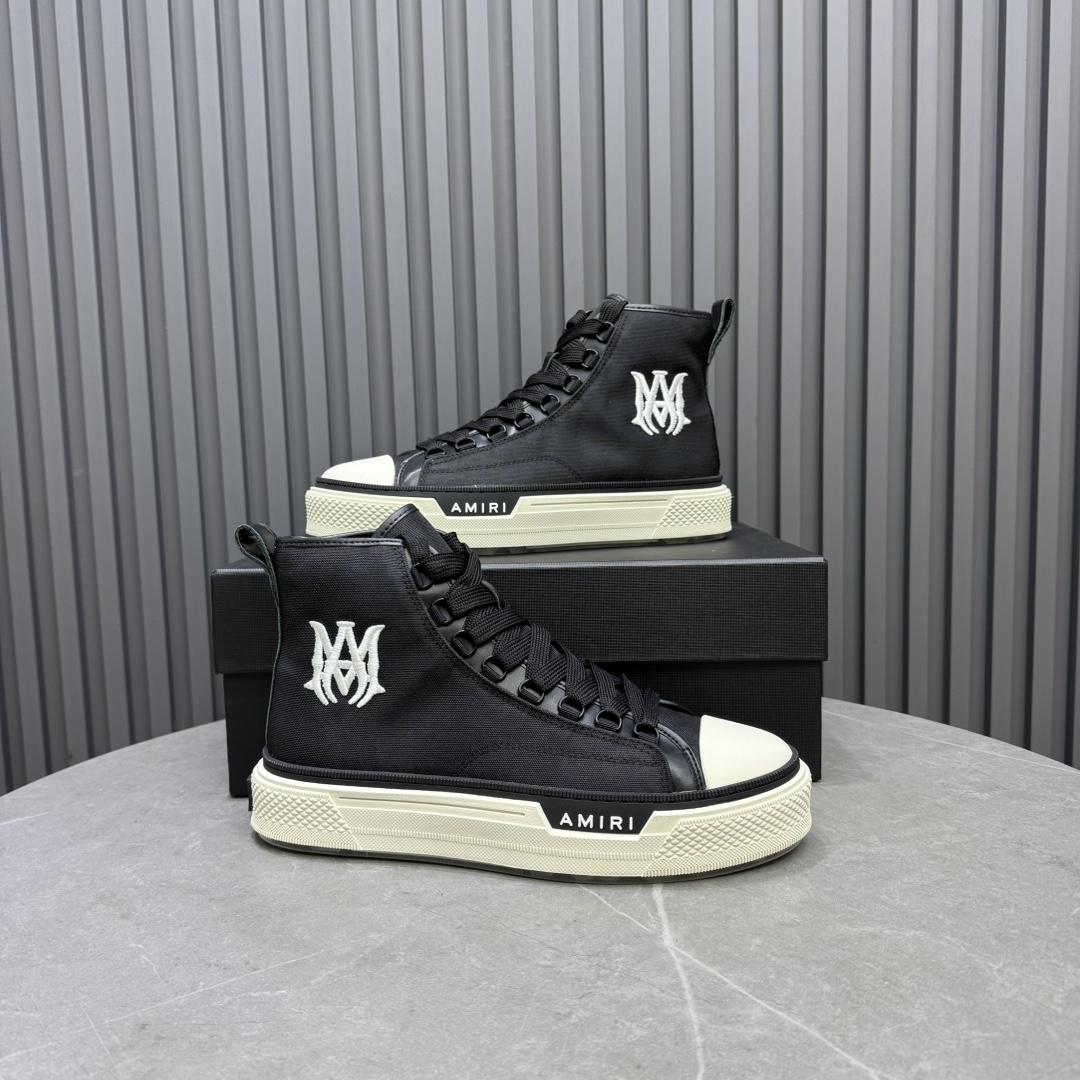 Amiri Black'MA' Court Hi Sneakers - DesignerGu