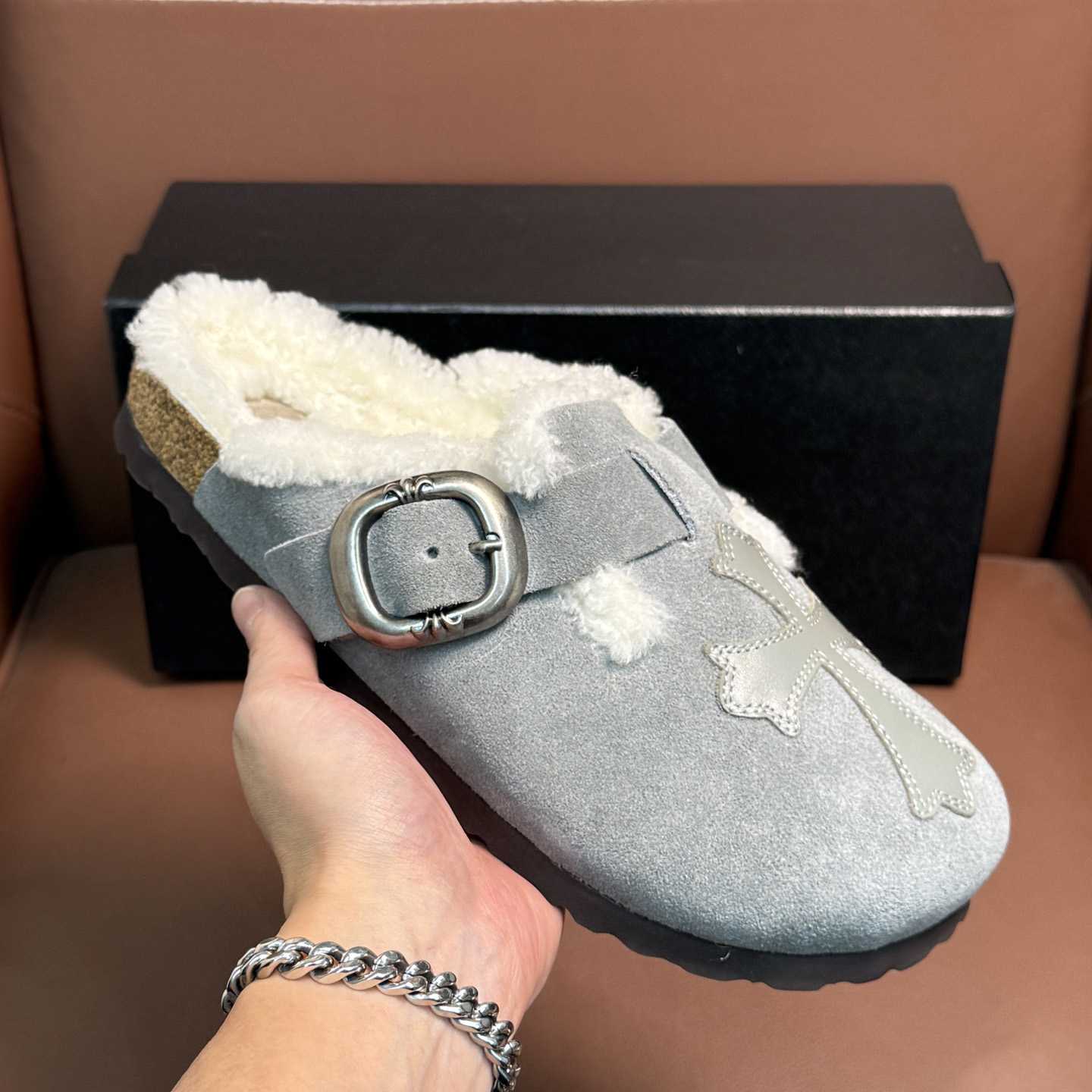 Chrome Hearts Birkenstock Boston Suede Sandals  - DesignerGu