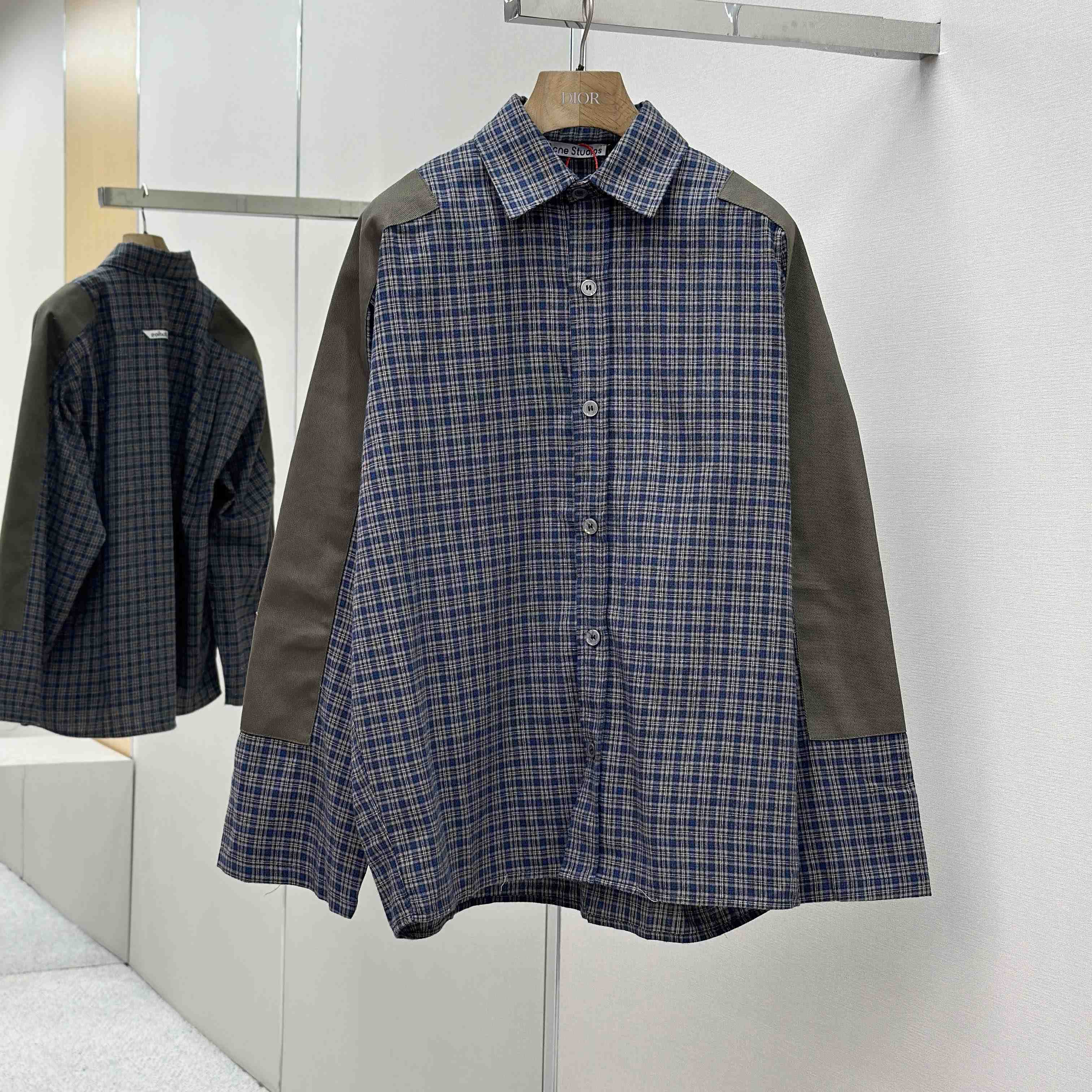 Acne Studios Gray Checked Flannel Shirt - DesignerGu