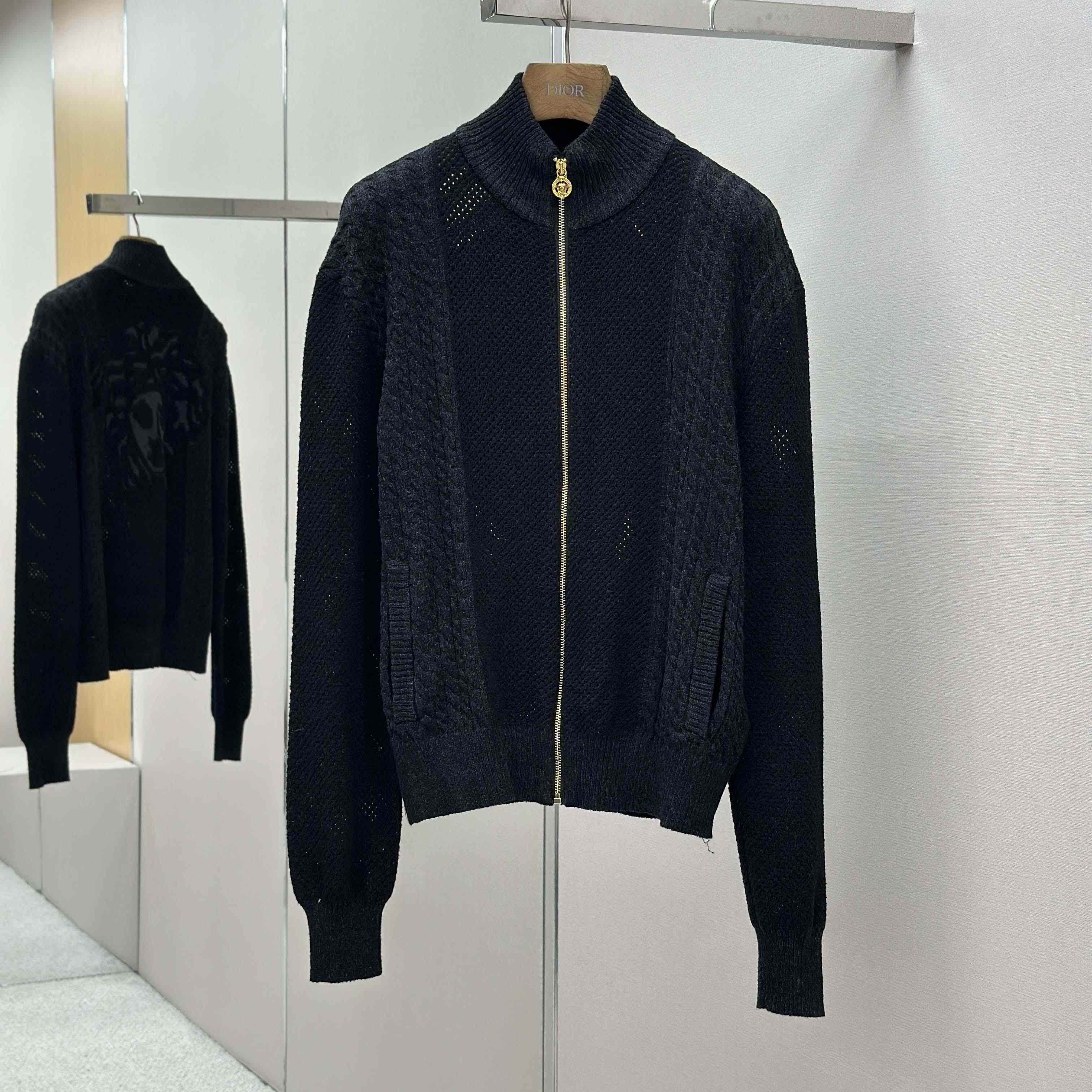 Versace Medusa Jacquard Zip Knit Sweater  - DesignerGu