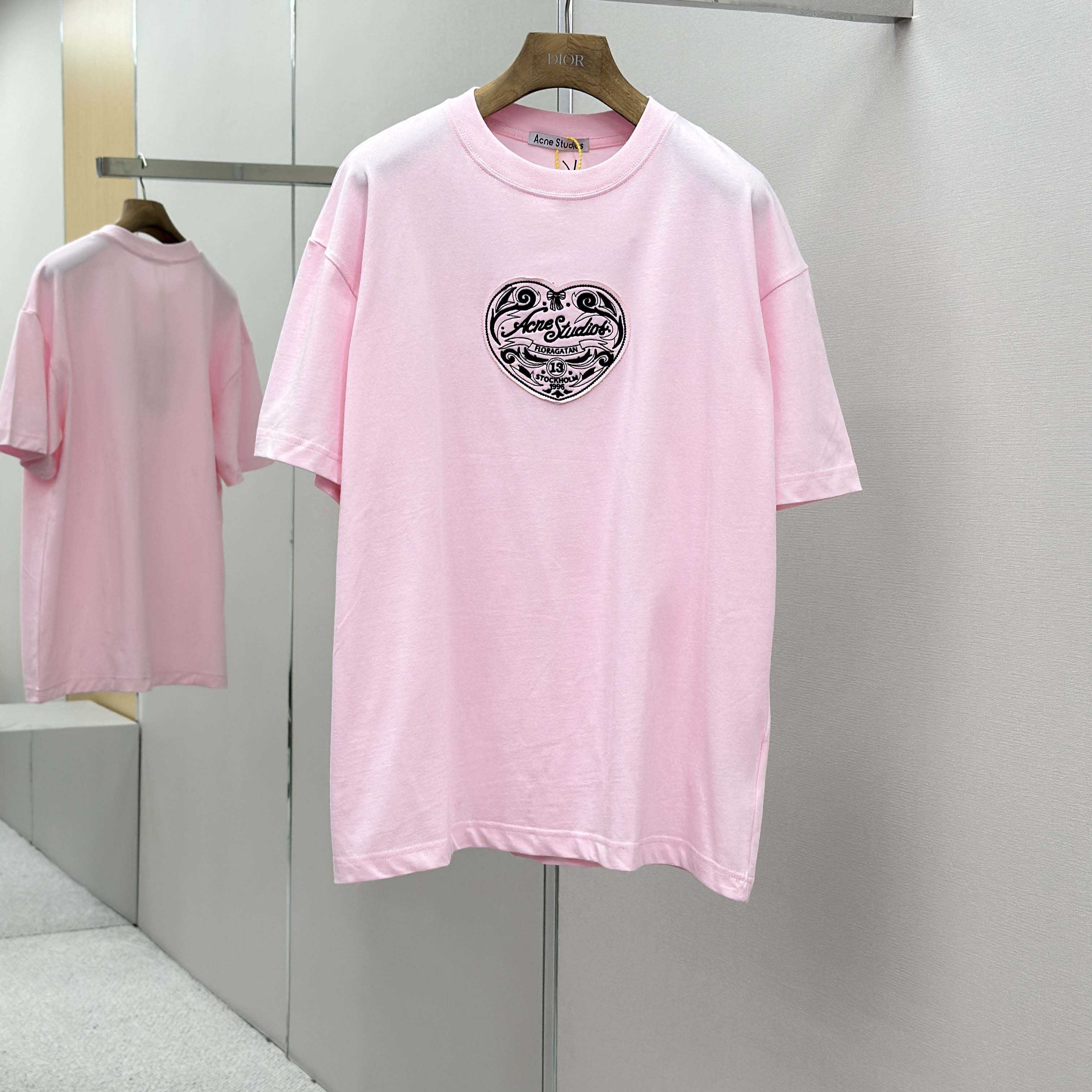 Acne Studios Logo T-shirt - Baby pink - DesignerGu