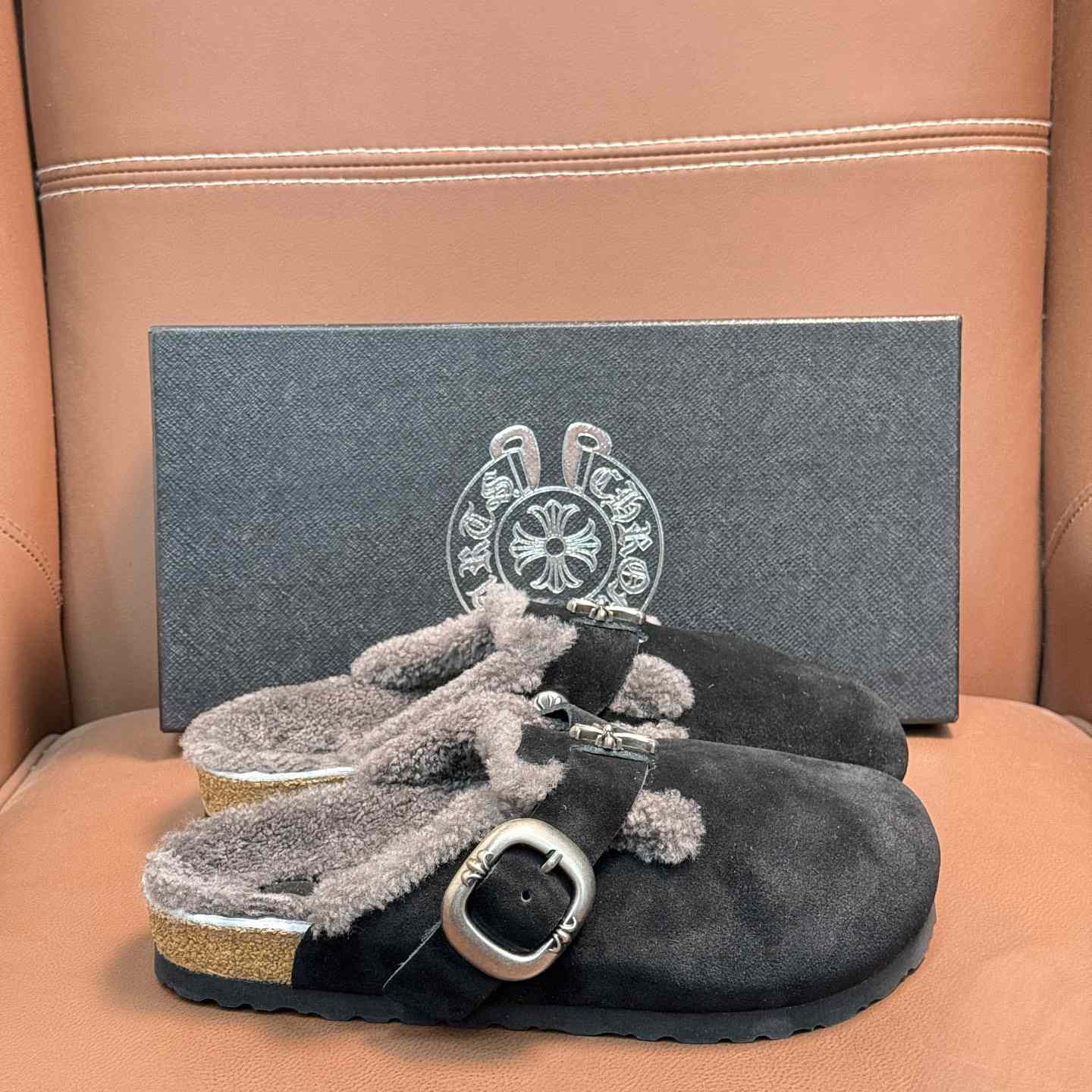 Chrome Hearts Birkenstock Boston Suede Sandals  - DesignerGu