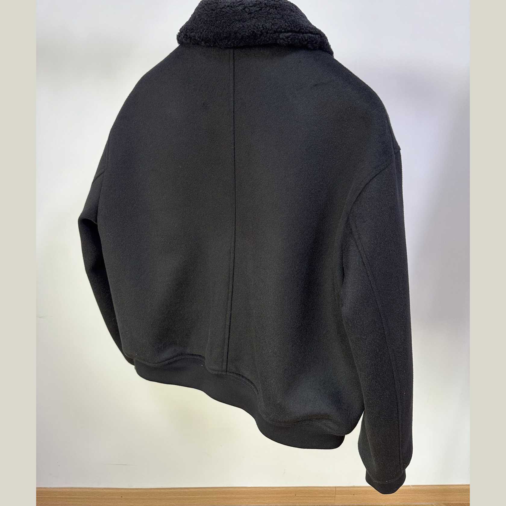 Tom Ford Black Shearling And Leather-trimmed Wool-blend Bomber Jacket - DesignerGu