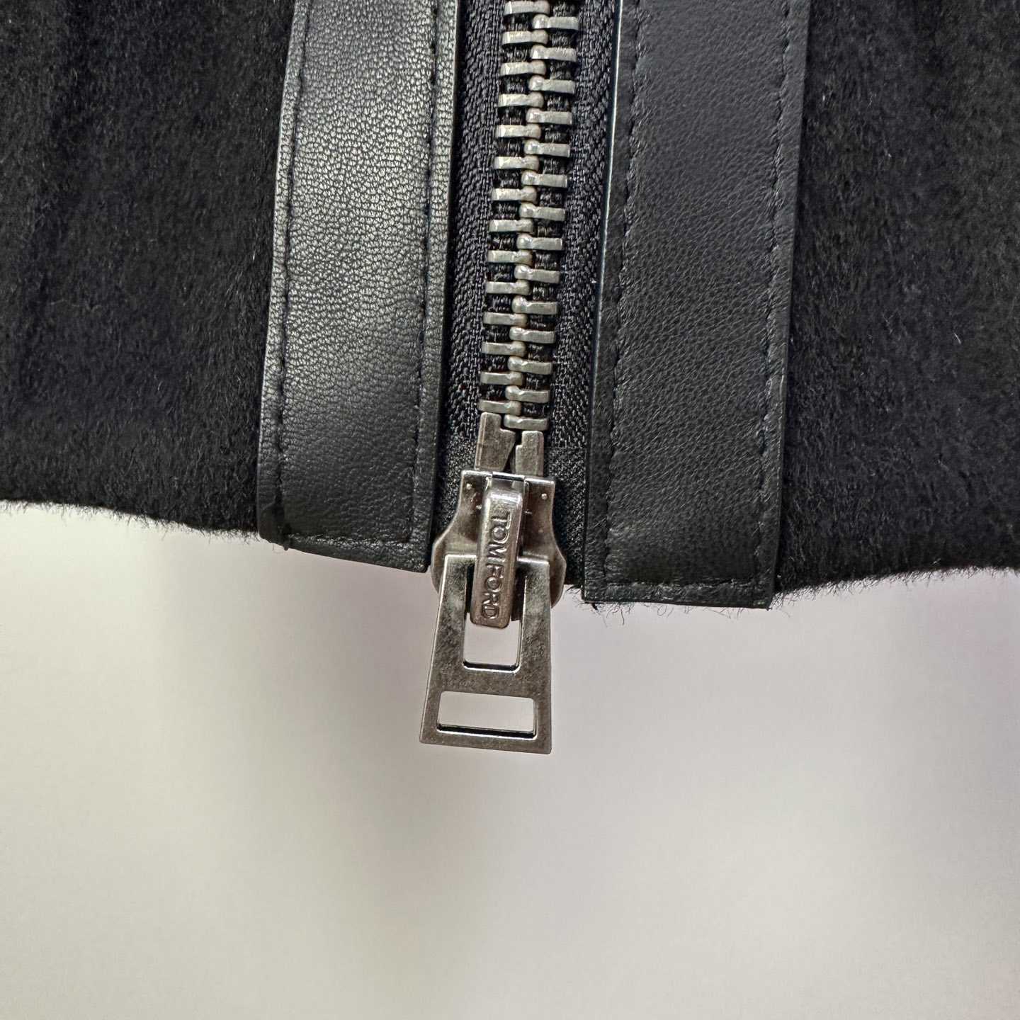 Tom Ford Black Shearling And Leather-trimmed Wool-blend Bomber Jacket - DesignerGu