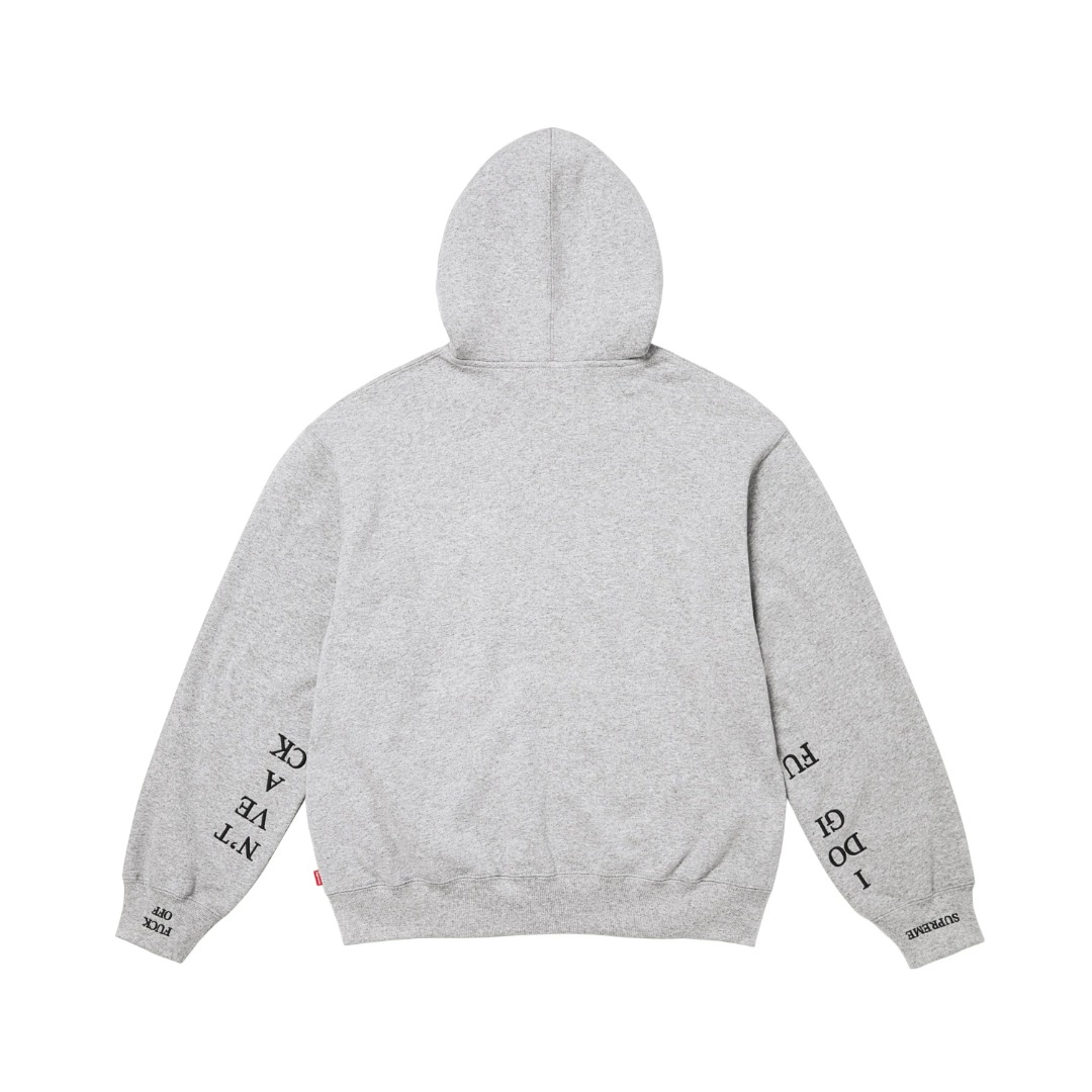 Supreme Idgaf Zip Up Hooded Sweatshirt 'Heather Grey' - DesignerGu